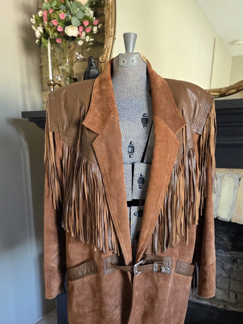 Vintage Whipp Western Fringed Brown Suede & Leather Ranch Coat